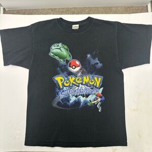 Pokemon 1998 Bulbasaur Black Tee with Ash Dope Colorful Graphics
